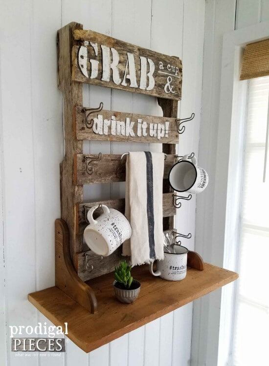 Pallet Mug Rack with Shelves Tutorial