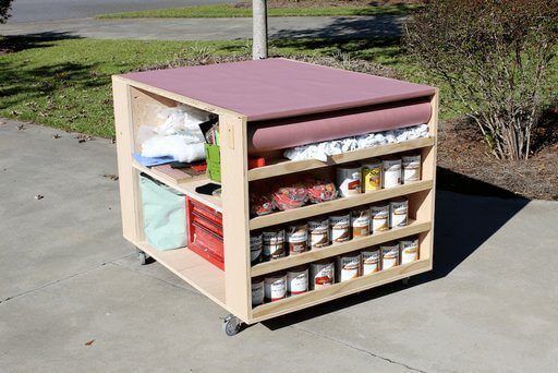 Portable DIY Workbench with Adjustable Shelves Plan